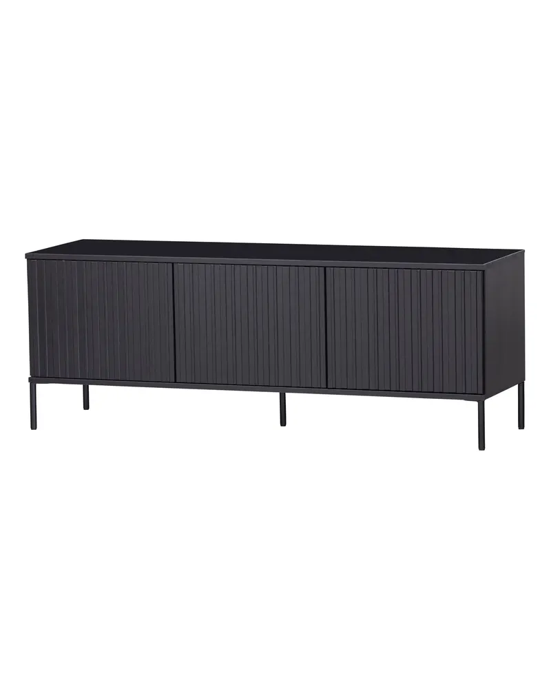 New Gravure TV-Möbel mit gerillten Fronten, FSC®-zertifiziert, Schwarz