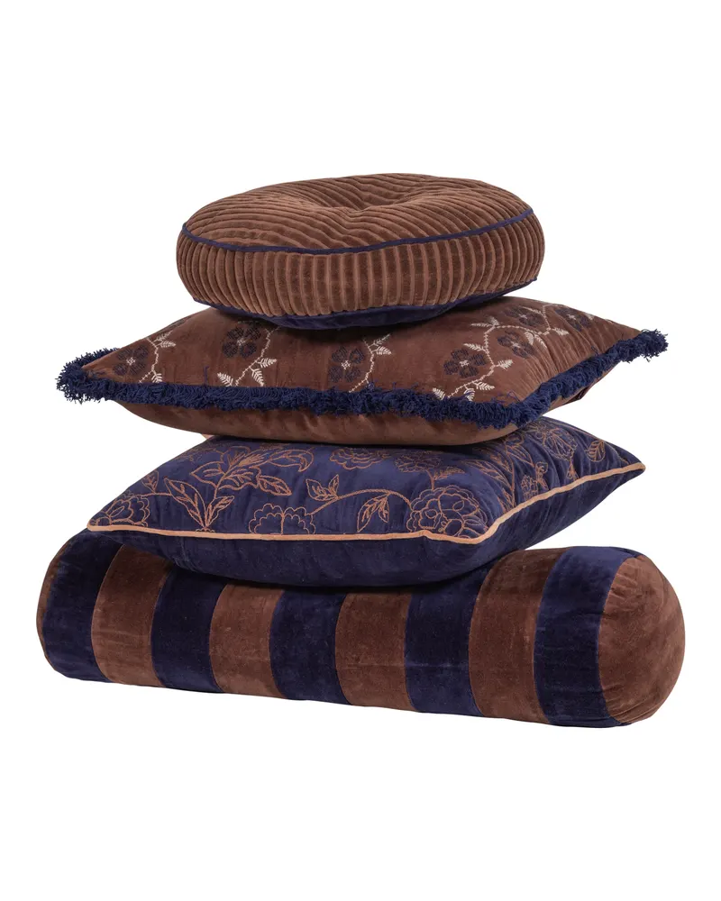 Niva Dekokissen-Set, 4-teilig, Braun/blau