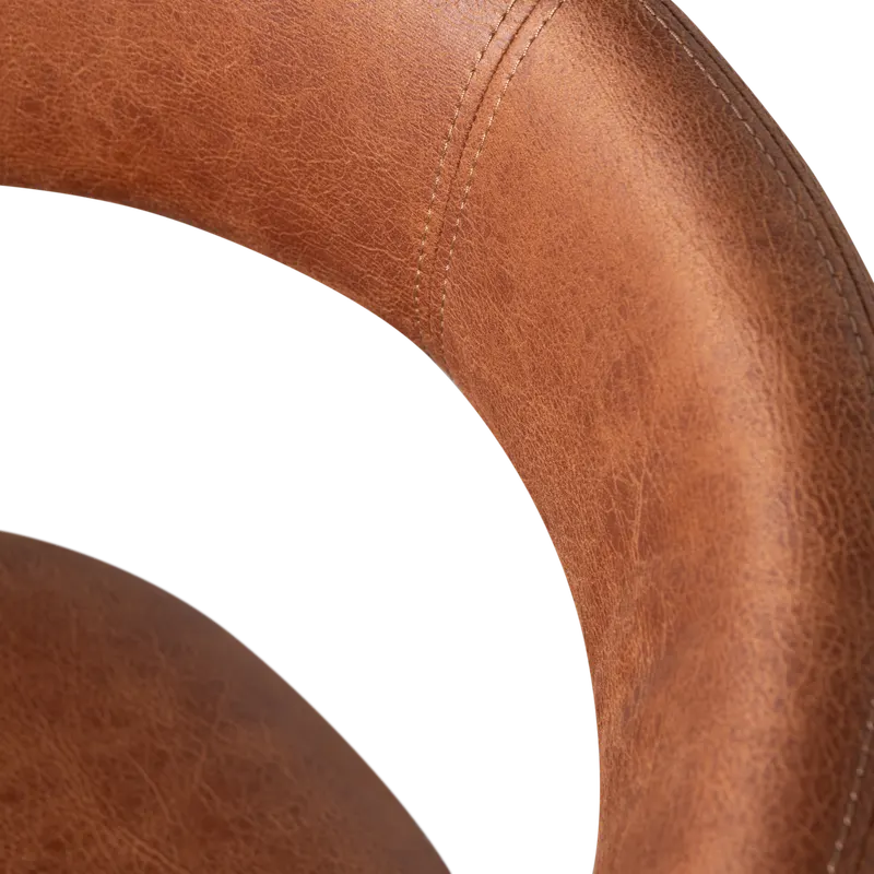 Noble Esszimmerstuhl in Lederoptik, Cognac, Detail, Ansicht 1