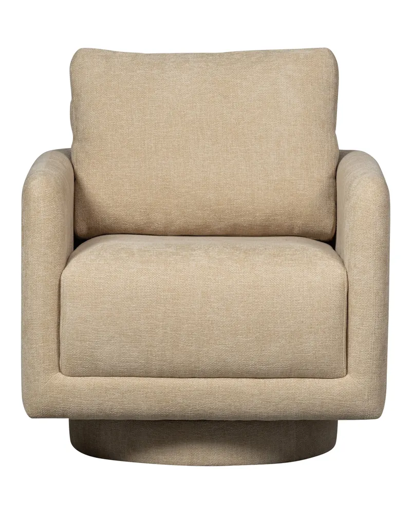 Oscar Drehsessel aus Chenille-Stoff, Natur, Ansicht 2