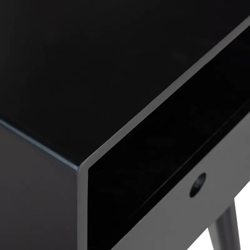 Ozzy Nachttisch mit offenem Fach und Schublade, Schwarz, Detail, Ansicht 2