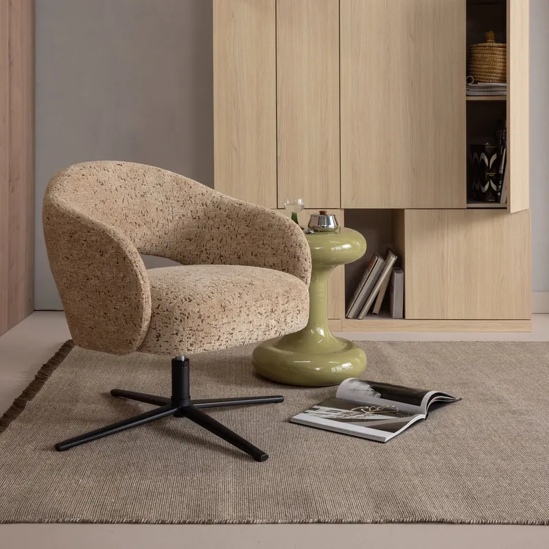 Pico Drehsessel mit Samtbezug, Sand, im Wohnraum, Ansicht 2