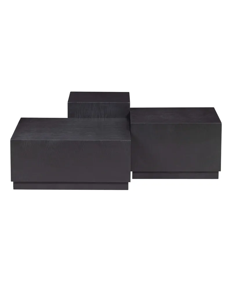 Pim Beistelltisch-Set aus schwarzem MDF, Schwarz, Ansicht 2