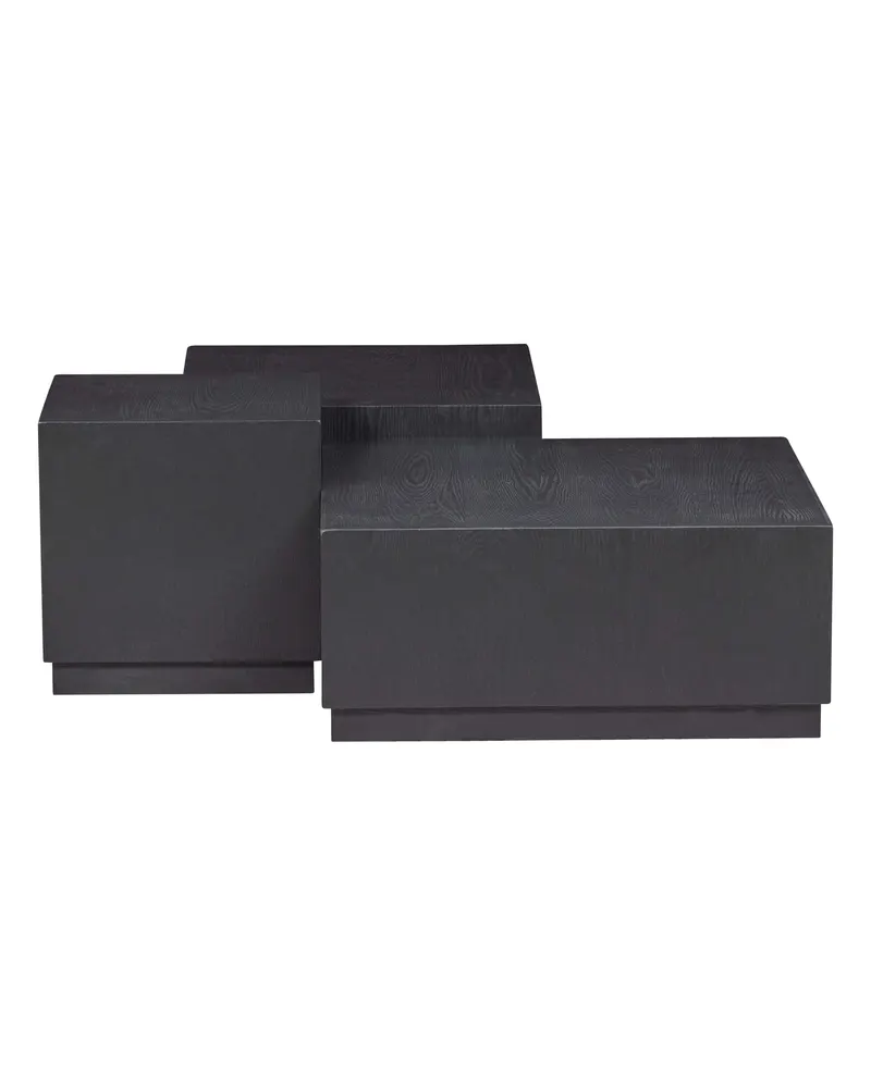 Pim Beistelltisch-Set aus schwarzem MDF, Schwarz, Ansicht 3