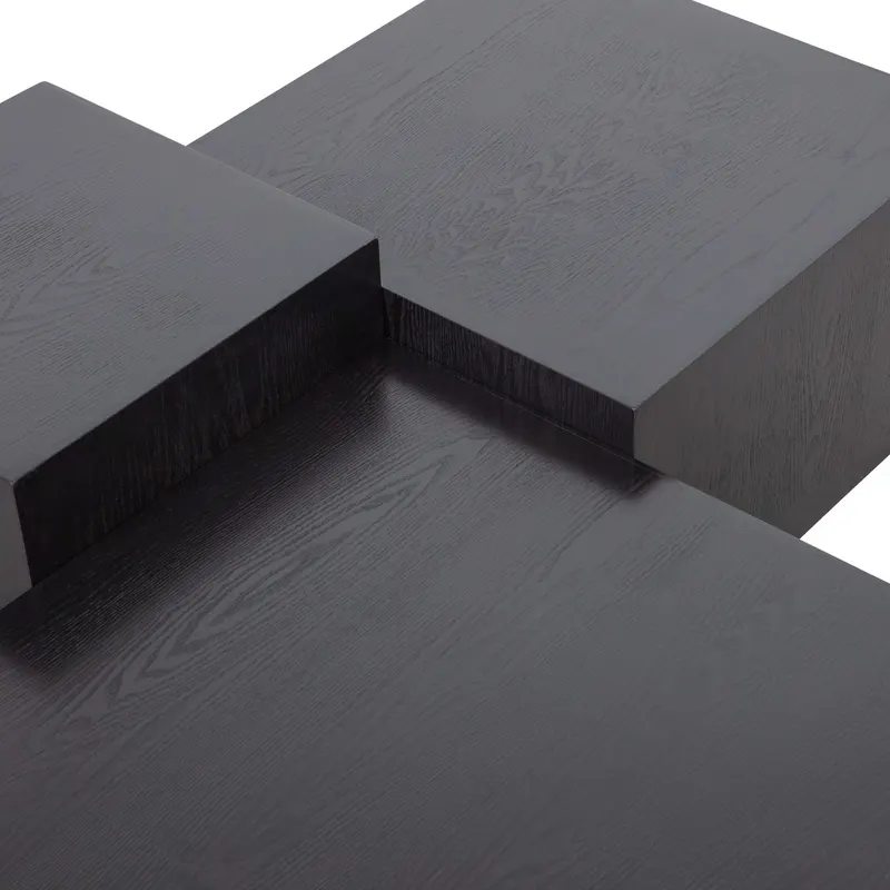 Pim Beistelltisch-Set aus schwarzem MDF, Schwarz, Detail