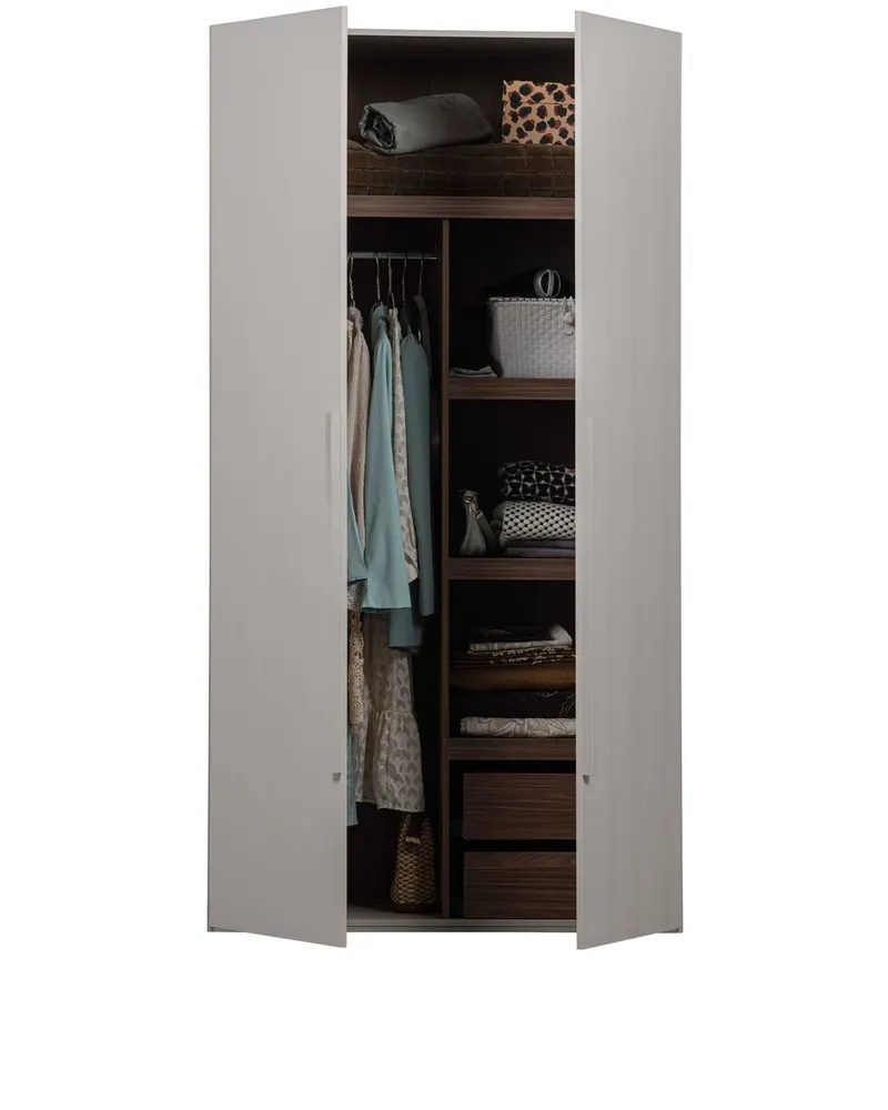 Rens Kleiderschrank mit zwei Türen, Pebble grey, Ansicht 3