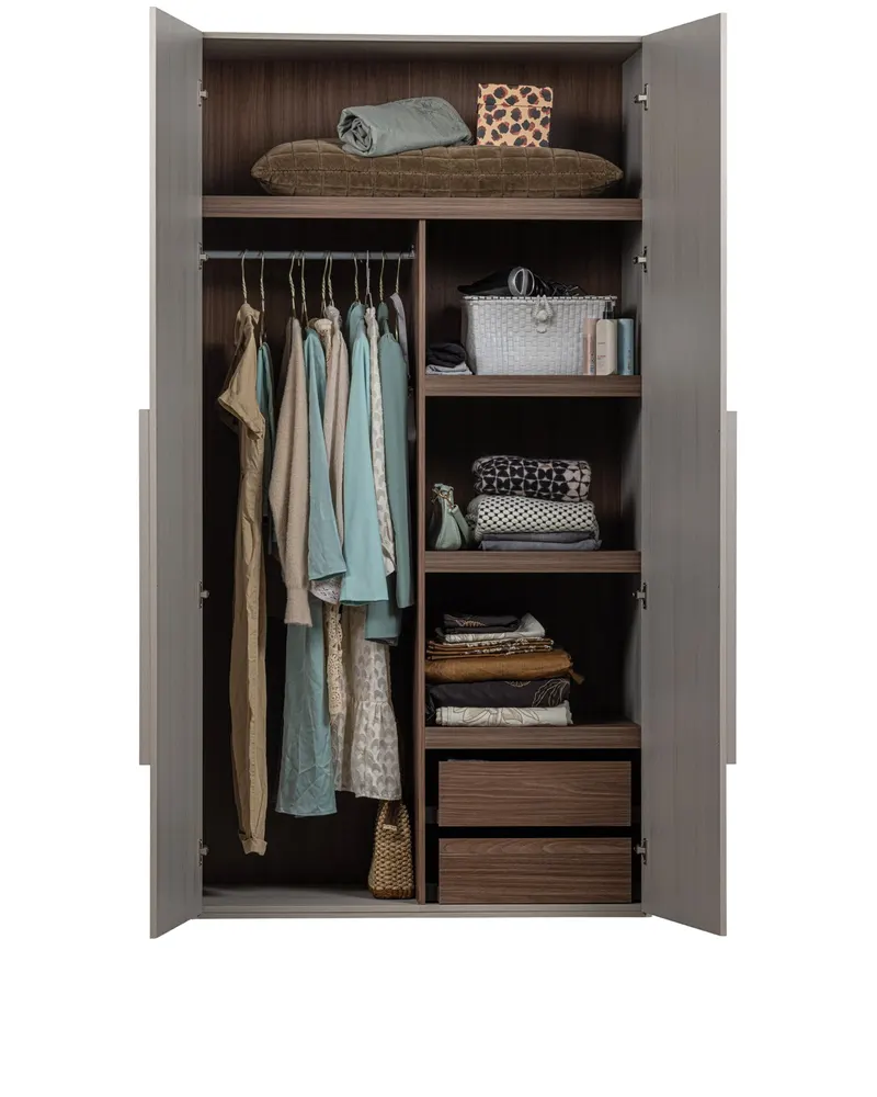 Rens Kleiderschrank mit zwei Türen, Pebble grey, Ansicht 4
