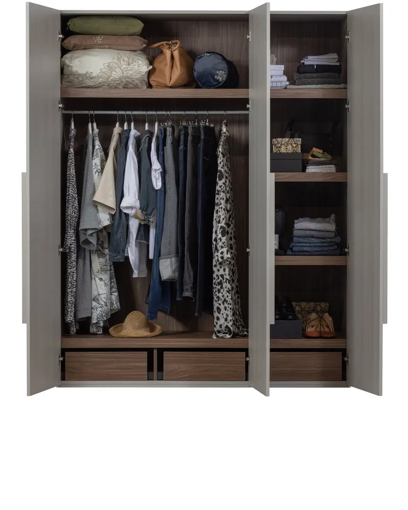Rens Kleiderschrank, Pebble grey, 3-türig, Ansicht 4