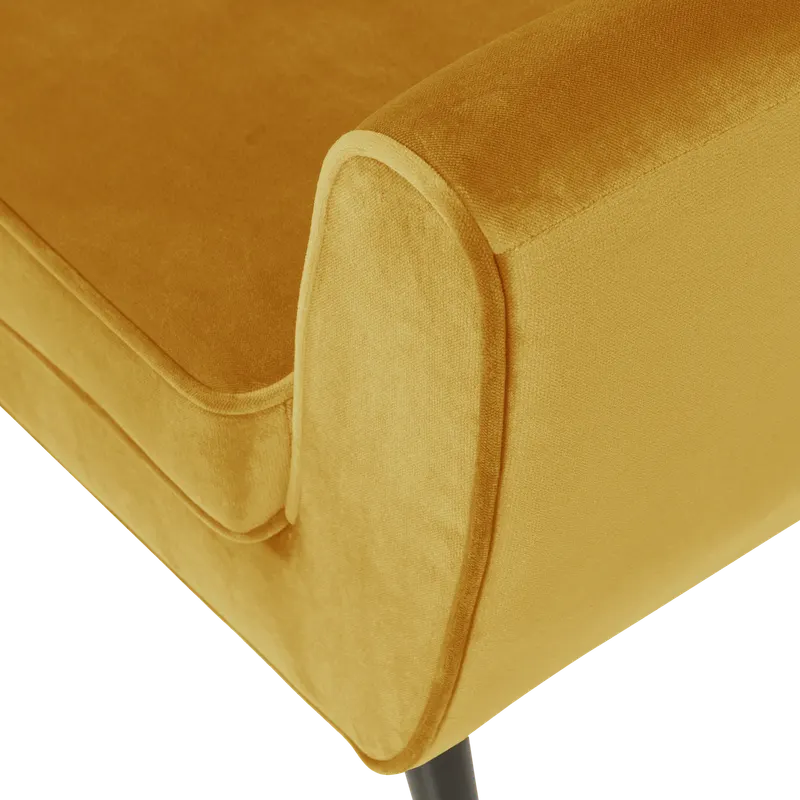 Rocco Sessel mit gepolsterten Armlehnen, Ocker, Samt, Detail