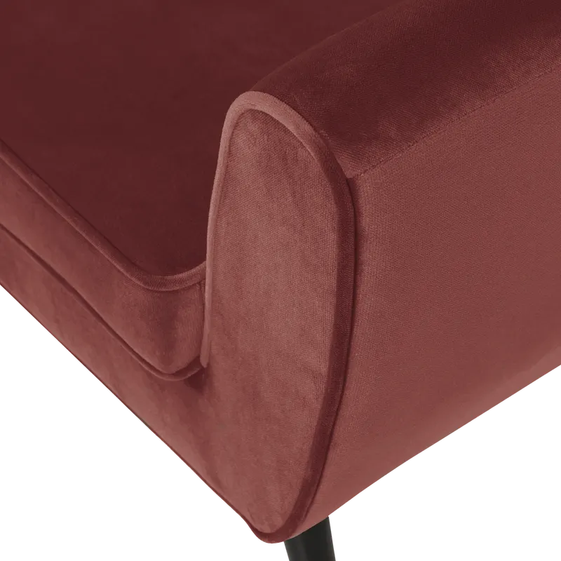 Rocco Sessel mit gepolsterten Armlehnen, Burgunderrot, Samt, Detail