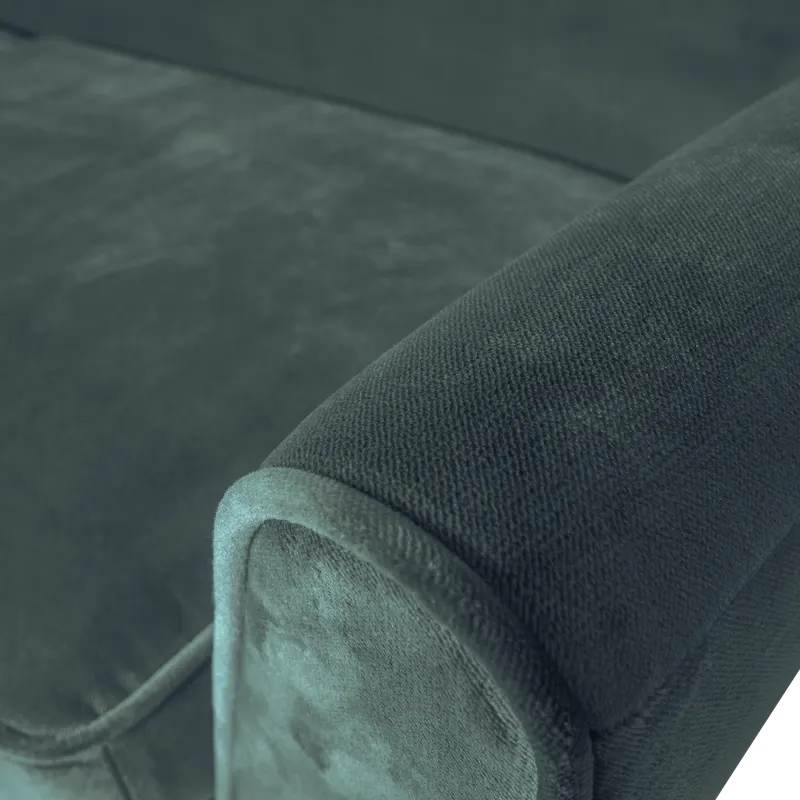 Rocco XL 4-Sitzer-Sofa mit 230 cm Breite, Teal, Samt, Detail