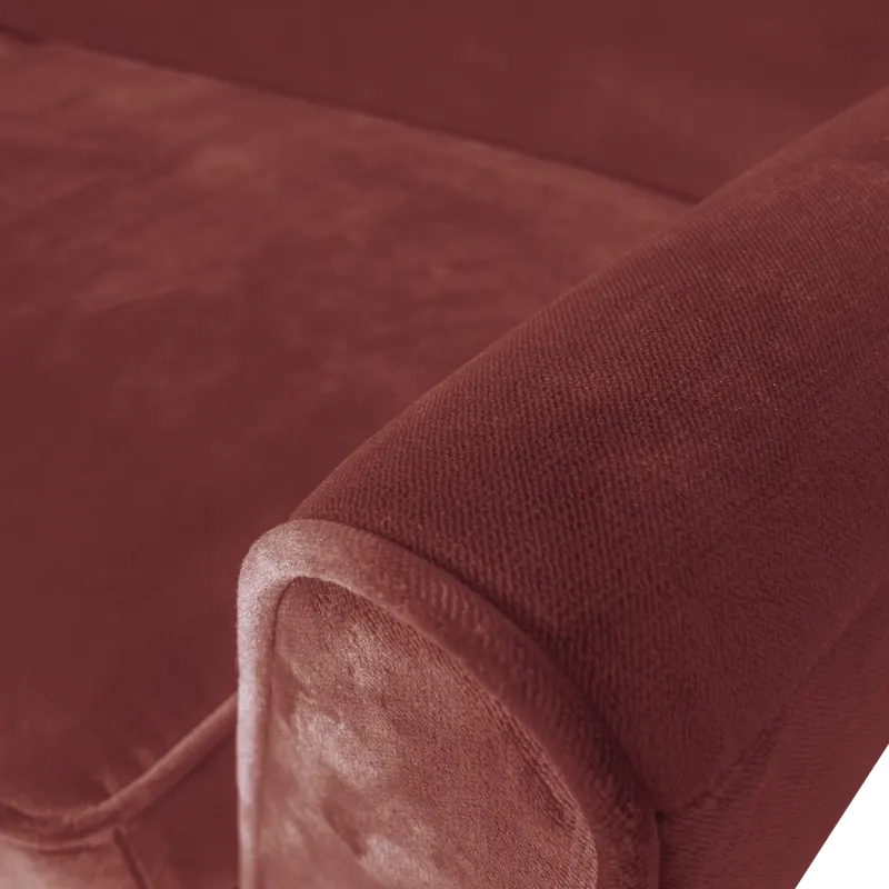 Rocco XL 4-Sitzer-Sofa mit 230 cm Breite, Burgunderrot, Samt, Detail
