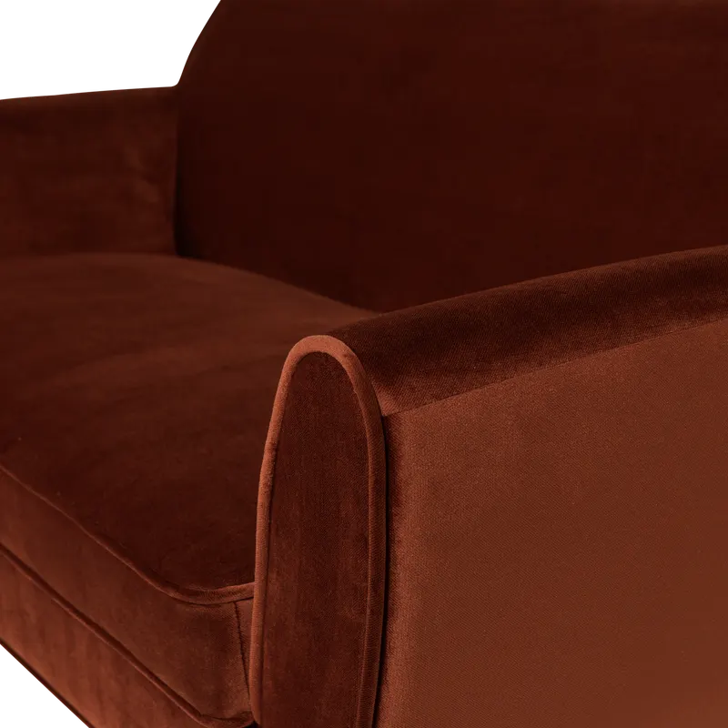 Rocco Sofa, Rostbraun, Samt, Detail, Ansicht 1