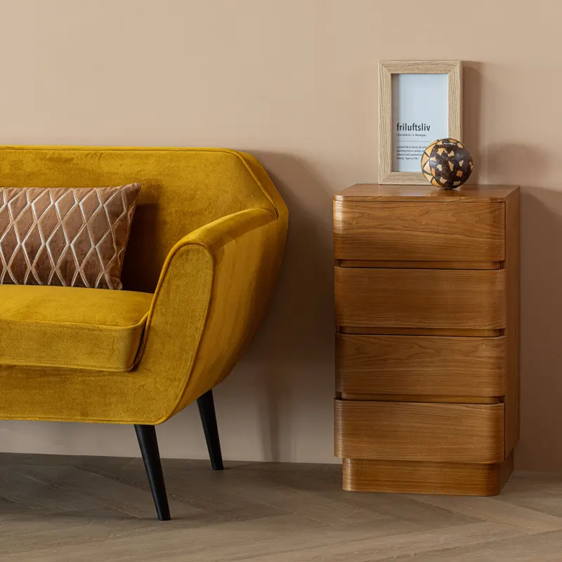 Rocco Sofa, Ocker, Samt, im Wohnraum, Ansicht 2