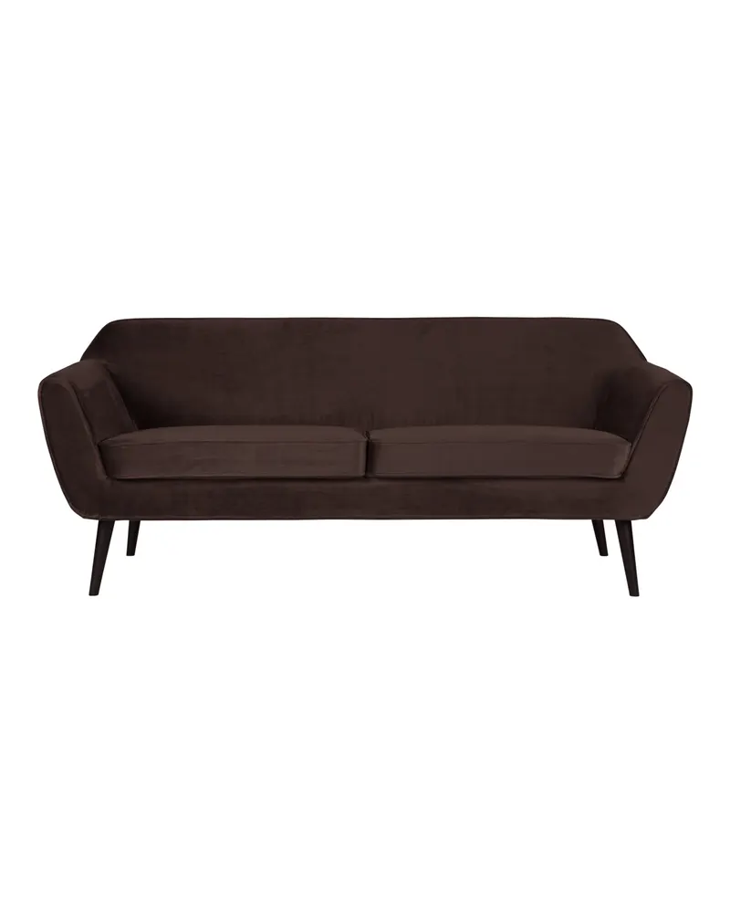 Rocco Sofa mit schmalen Armlehnen, 187 cm, Dunkelbraun, Samt, Ansicht 2