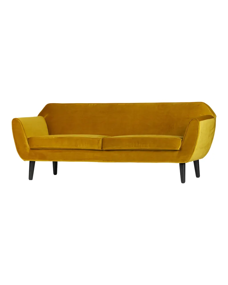 Rocco Sofa mit schmalen Armlehnen, 187 cm, Ocker, Samt, Ansicht 1