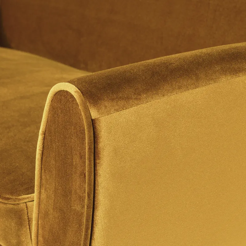 Rocco Sofa mit schmalen Armlehnen, 187 cm, Ocker, Samt, Detail