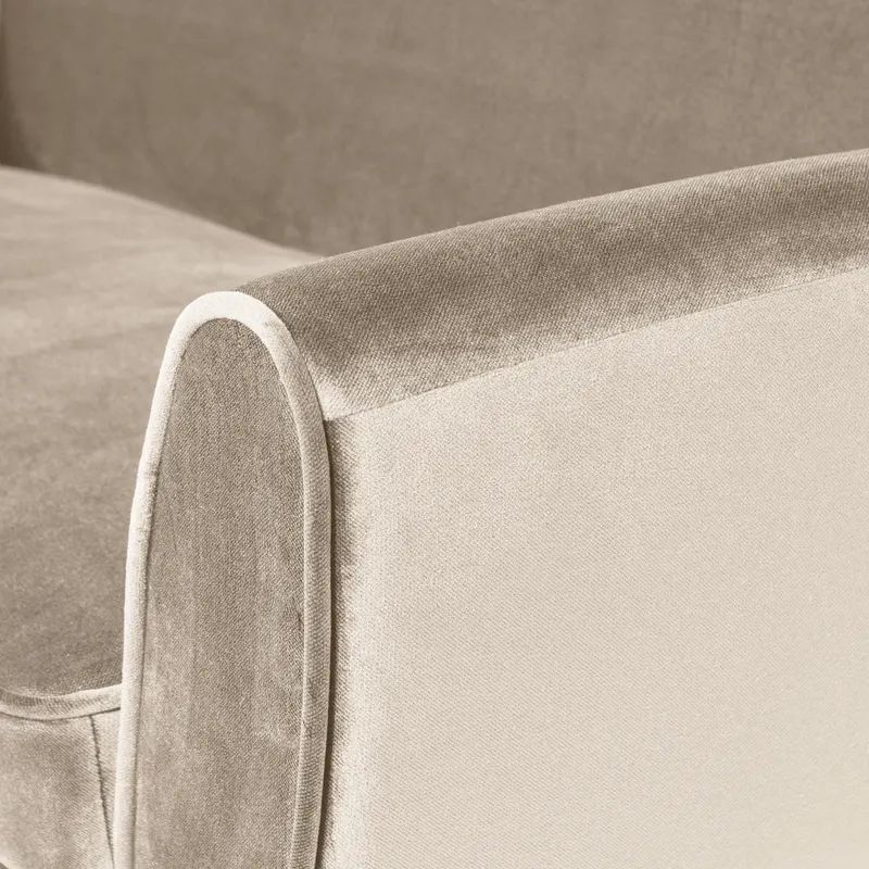 Rocco Sofa mit schmalen Armlehnen, 187 cm, Off white, Samt, Detail