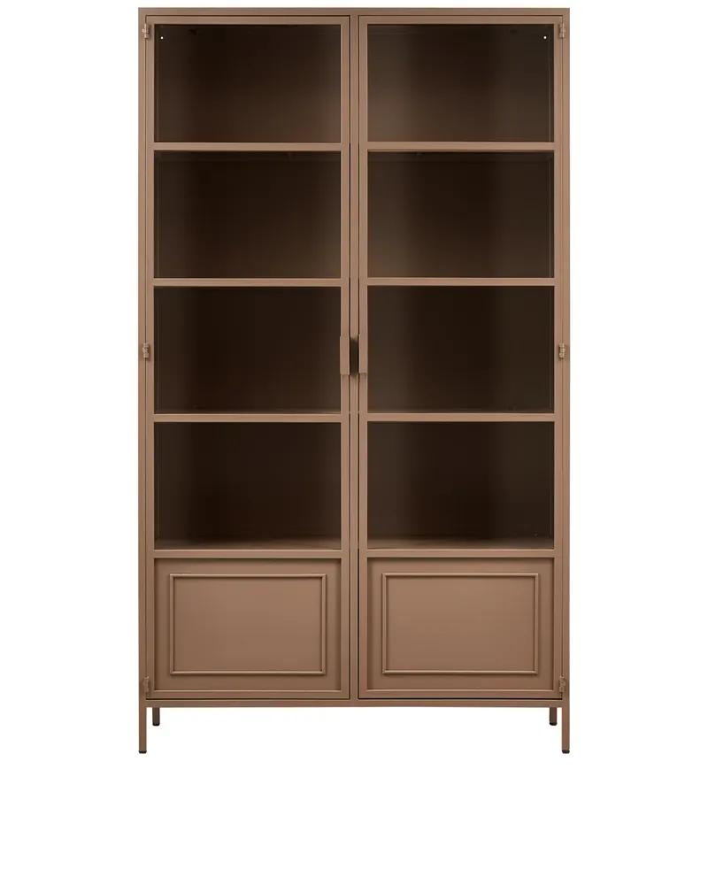 Ronja Vitrine aus Metall mit zwei Türen, Militärbraun, Ansicht 2