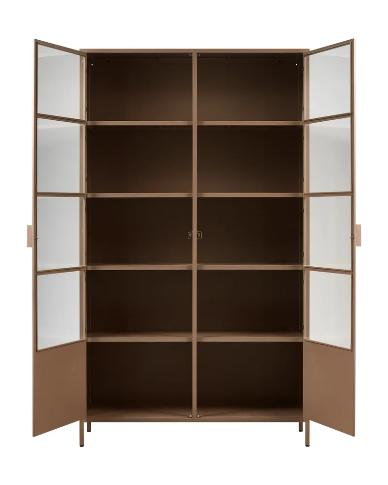 Ronja Vitrine aus Metall mit zwei Türen, Militärbraun, Ansicht 3