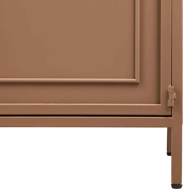 Ronja Vitrine aus Metall mit zwei Türen, Militärbraun, Detail, Ansicht 2