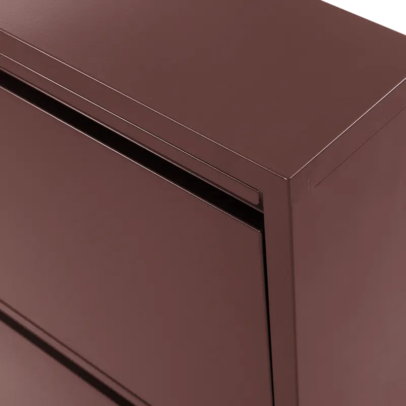 Sabine Schuhschrank aus Metall mit drei Fächern, Burgunderrot, Detail, Ansicht 1
