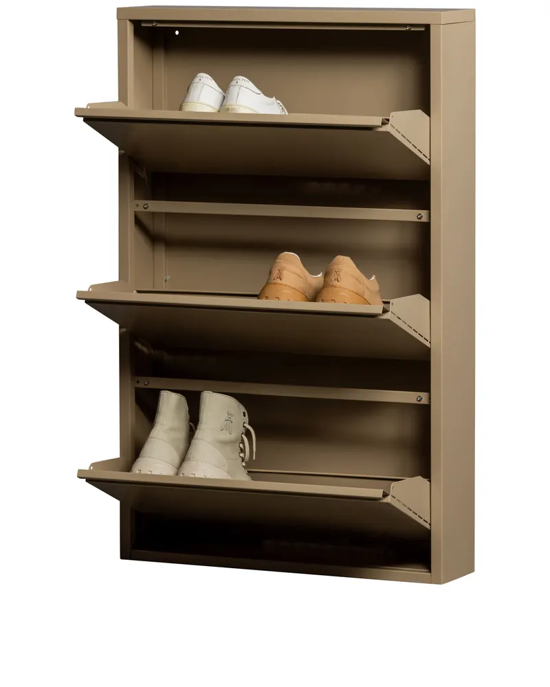 Sabine Schuhschrank aus Metall mit drei Fächern, Sand, Ansicht 5