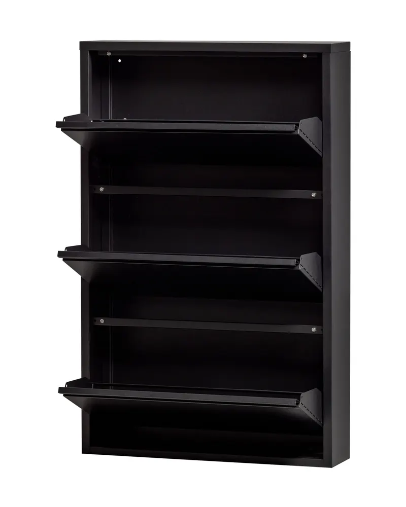 Sabine Schuhschrank aus Metall mit drei Fächern, Schwarz, Ansicht 4