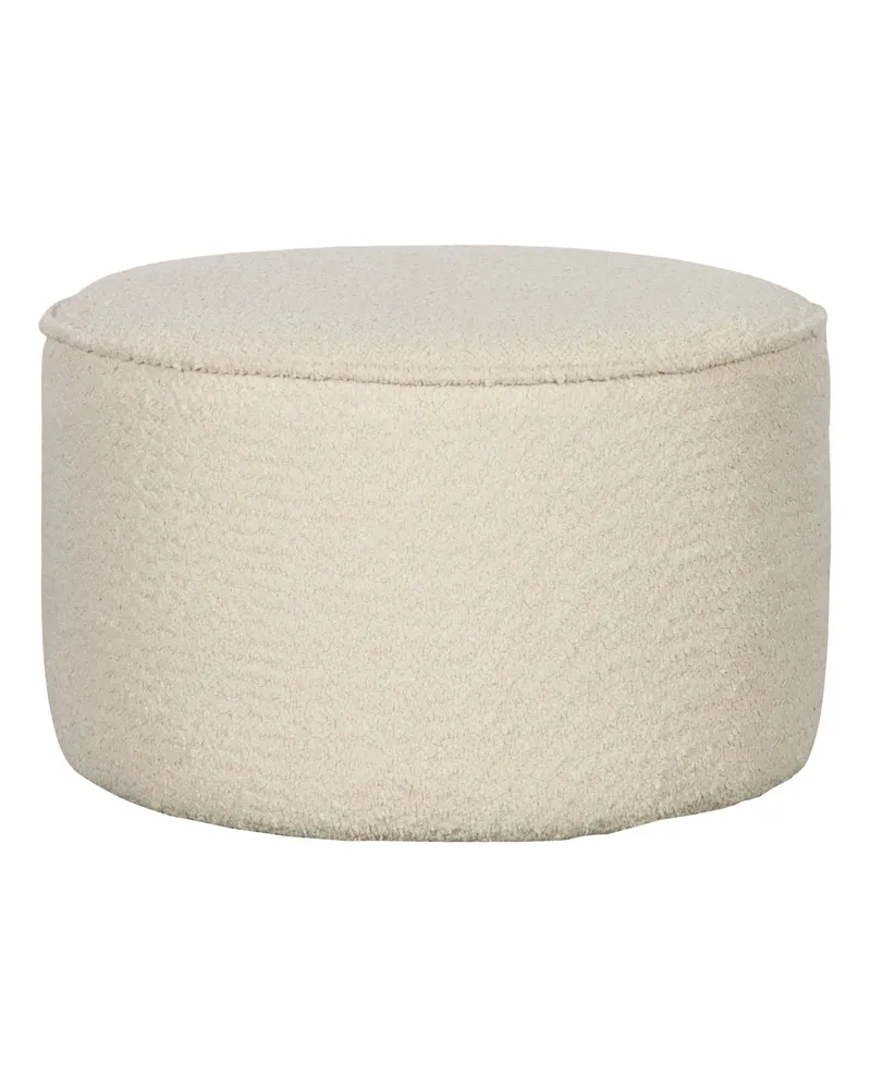 Sara niedriger runder Hocker, Ø 60 cm, Creme · Bouclé