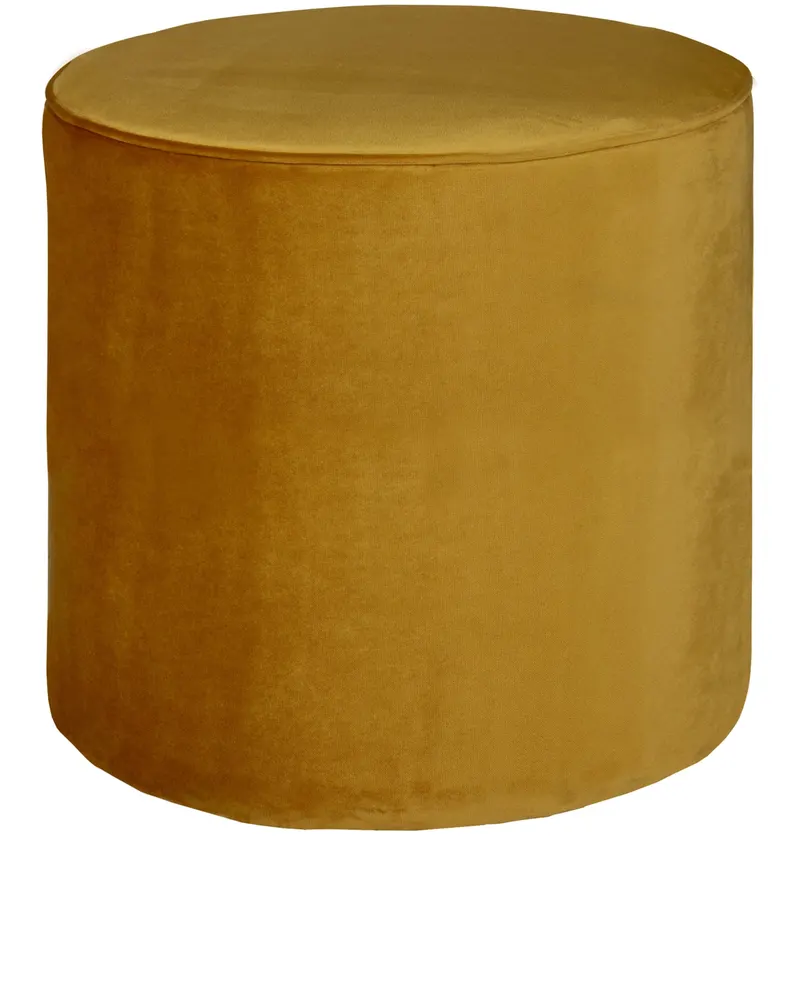 Sara runder Hocker, 46 cm hoch, Ocker · Samt