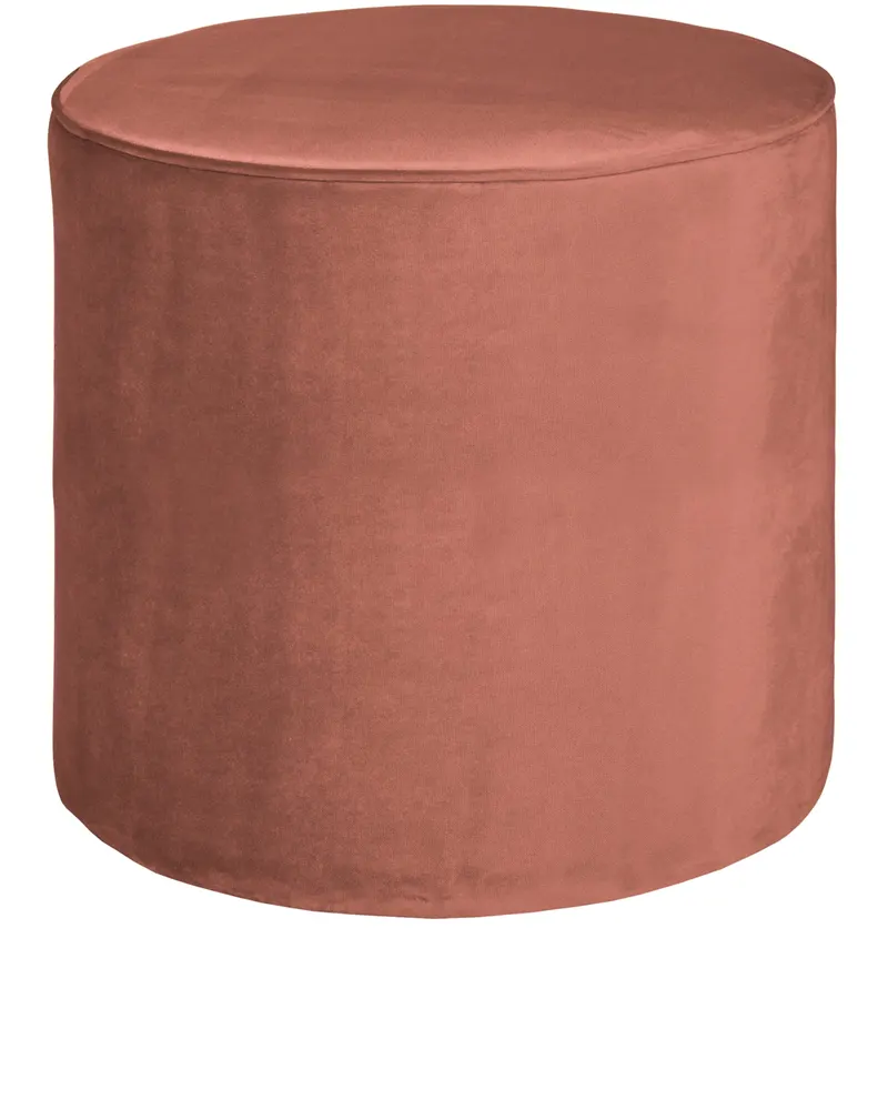 Sara runder Hocker, 46 cm hoch, Rosa · Samt