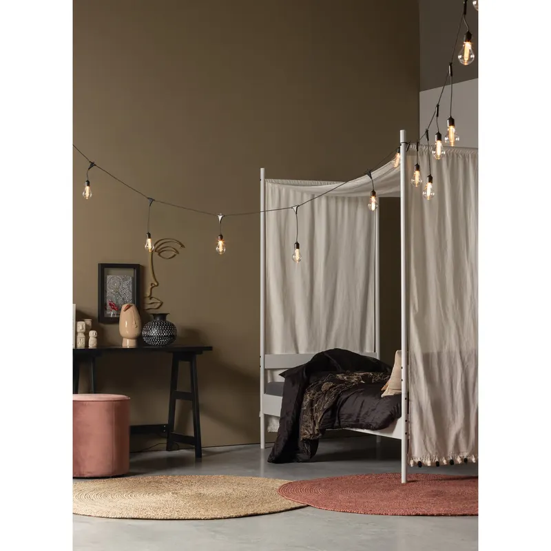 Sara runder Hocker, 46 cm hoch, Rosa · Samt, im Wohnraum, Ansicht 2