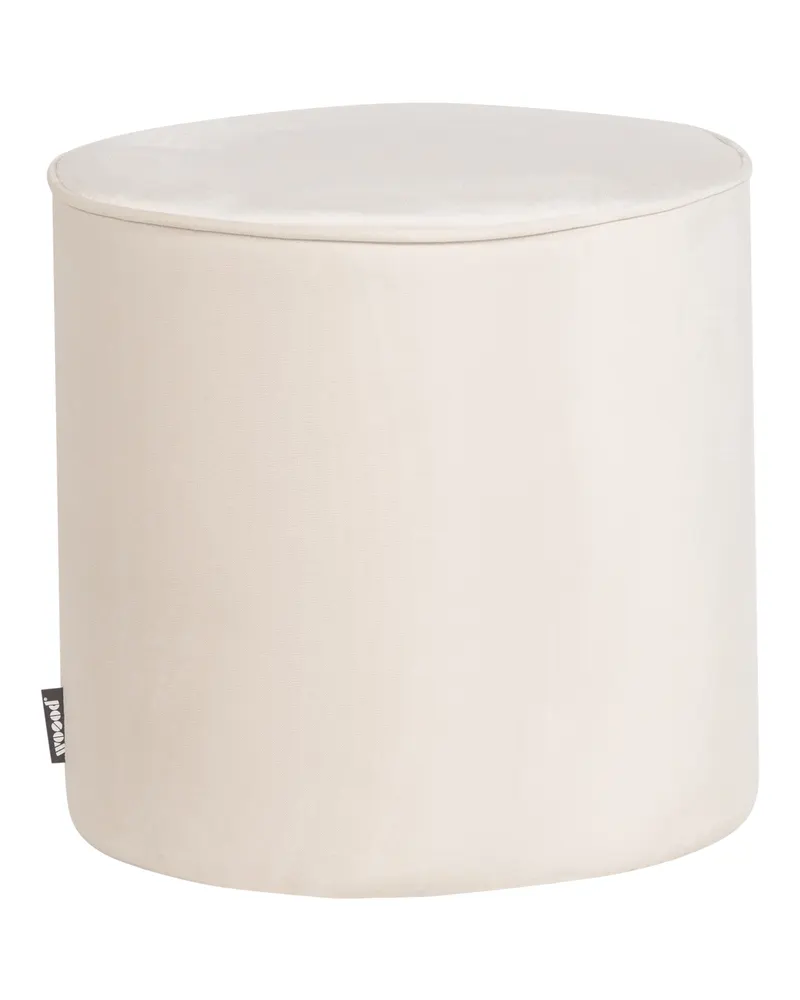 Sara runder Hocker, 46 cm hoch, Off white · Samt