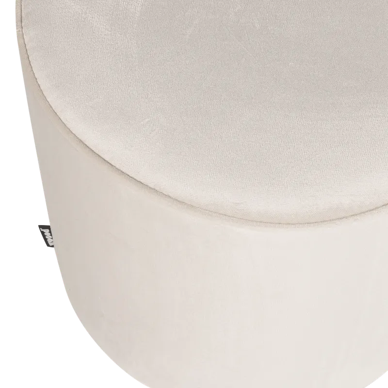 Sara runder Hocker, 46 cm hoch, Off white · Samt, Detail