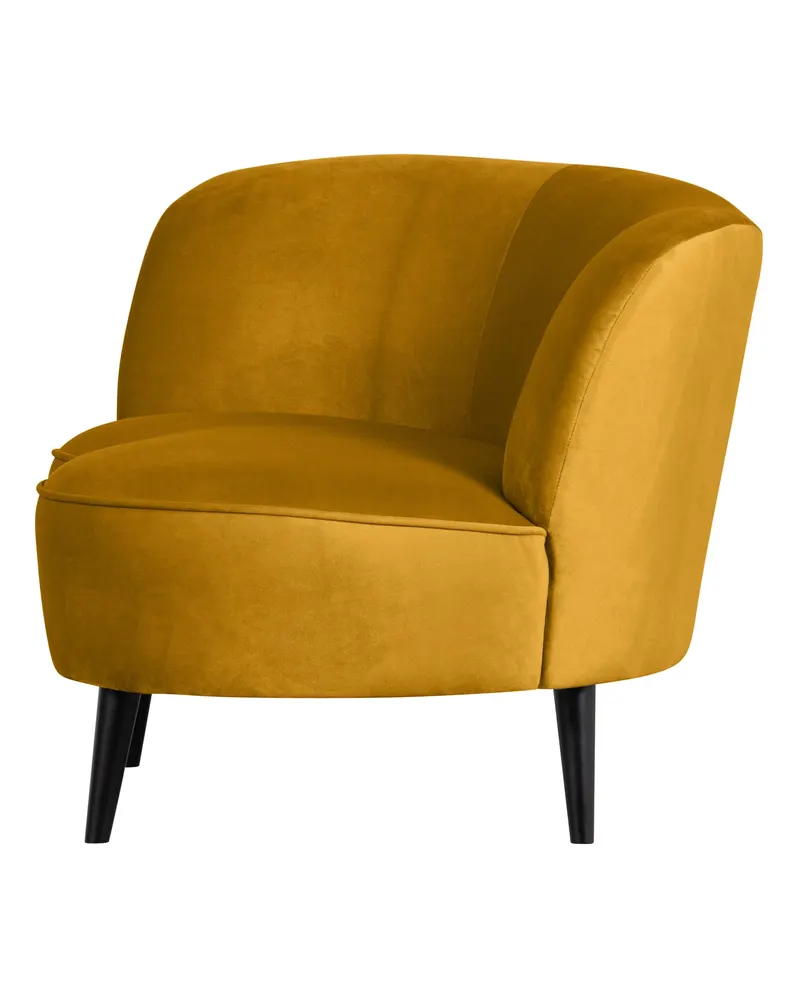 Sara Lounge-Sessel mit einseitiger Lehne, Ocker, Samt, Links, Ansicht 3