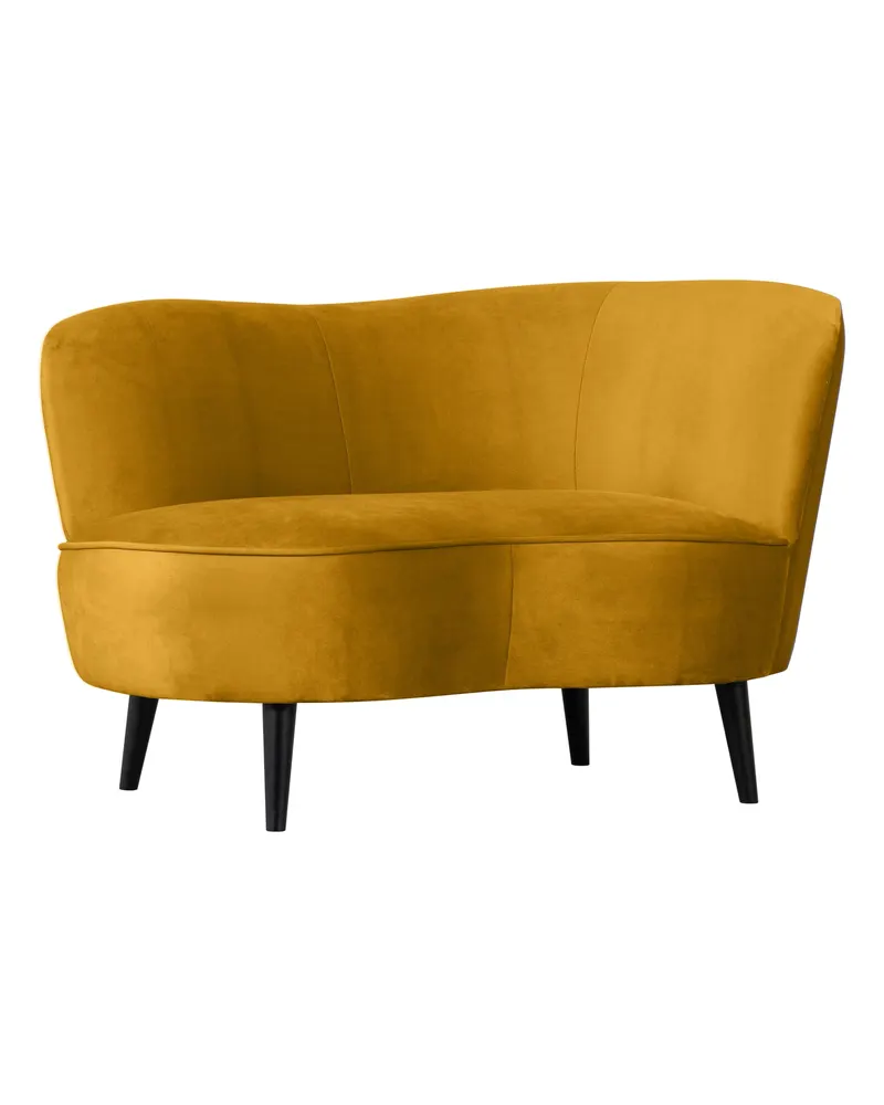 Sara Lounge-Sessel mit einseitiger Lehne, Ocker, Samt, Rechts, Ansicht 3