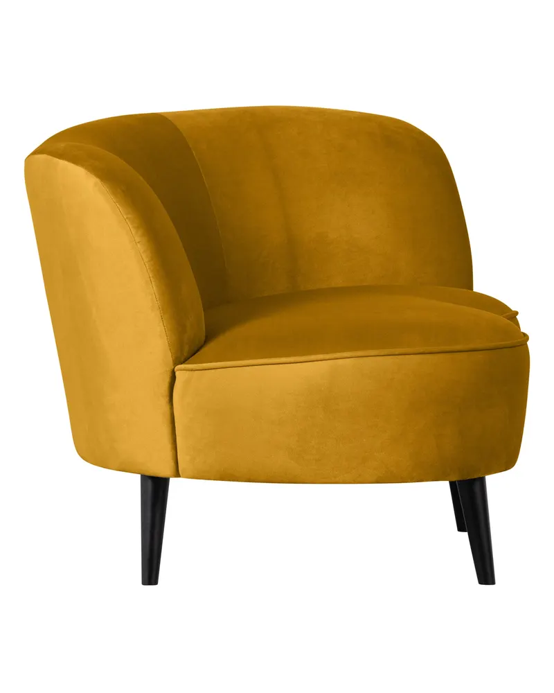 Sara Lounge-Sessel mit einseitiger Lehne, Ocker, Samt, Rechts, Ansicht 4