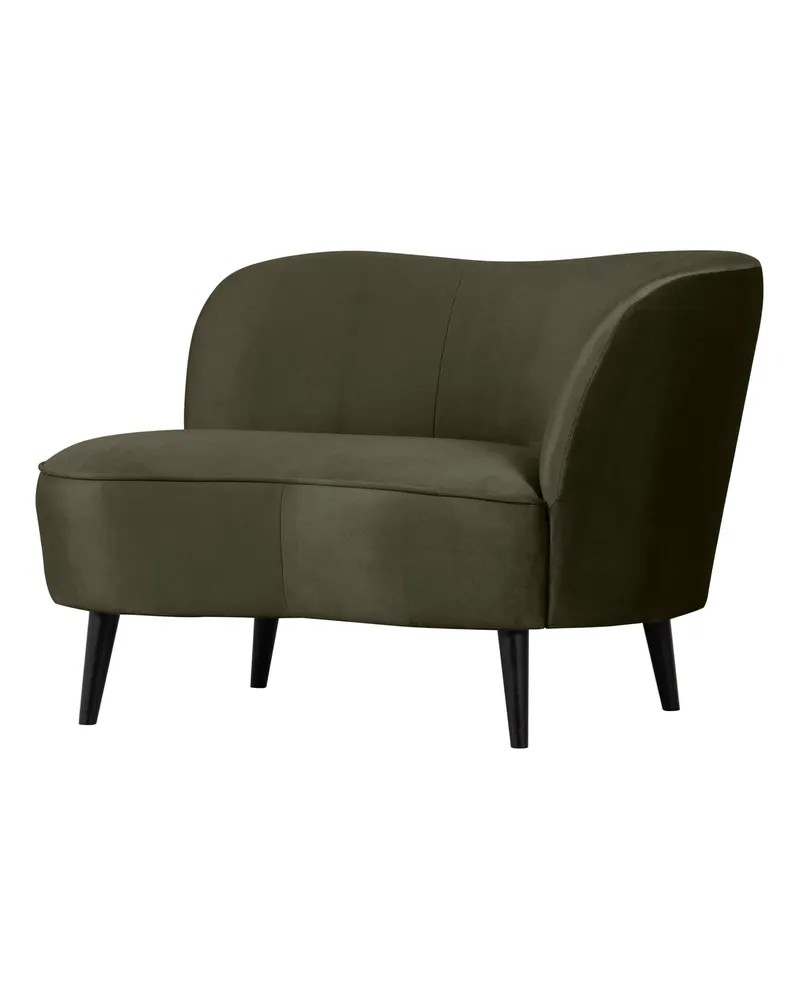 Sara Lounge-Sessel mit einseitiger Lehne, Warmes grün, Samt, Rechts, Ansicht 1