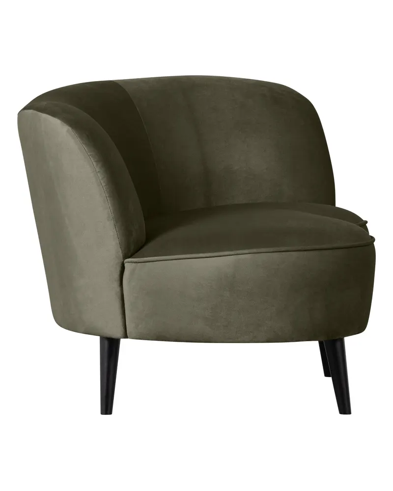 Sara Lounge-Sessel mit einseitiger Lehne, Warmes grün, Samt, Rechts, Ansicht 3