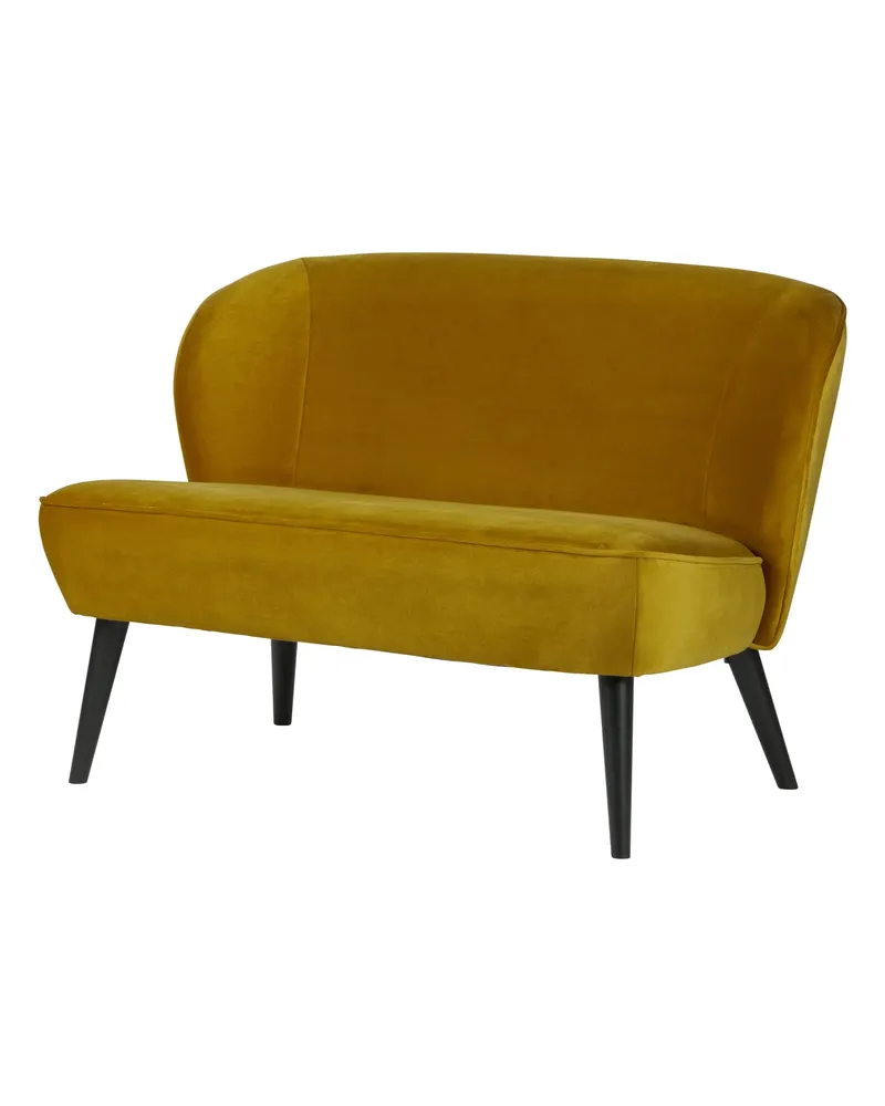 Sara kleines Sofa mit hohen Holzbeinen, Ocker