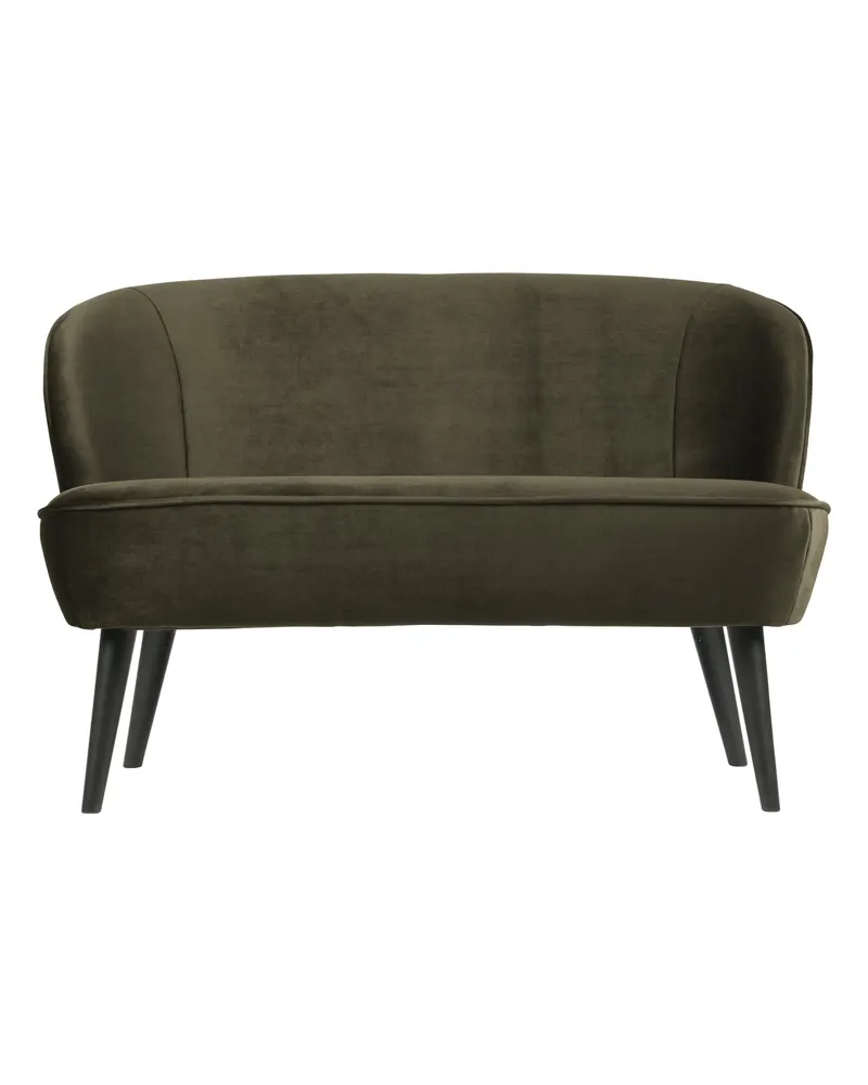 Sara kleines Sofa mit hohen Holzbeinen, Grün, Samt, Ansicht 2