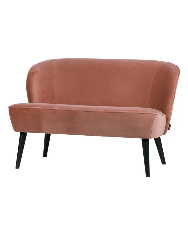Sara kleines Sofa mit hohen Holzbeinen, Rosa, Samt, Ansicht 1