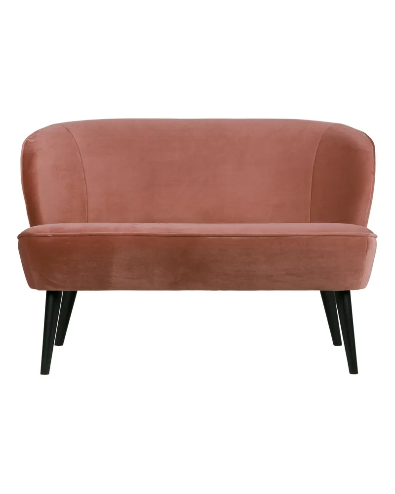Sara kleines Sofa mit hohen Holzbeinen, Rosa, Samt, Ansicht 2