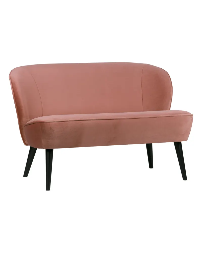Sara kleines Sofa mit hohen Holzbeinen, Rosa, Samt, Ansicht 3