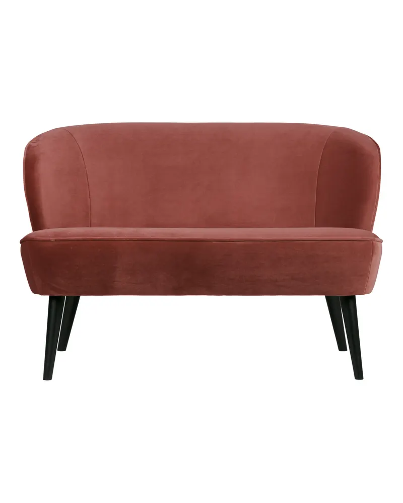 Sara kleines Sofa mit hohen Holzbeinen, Burgunderrot, Samt, Ansicht 2