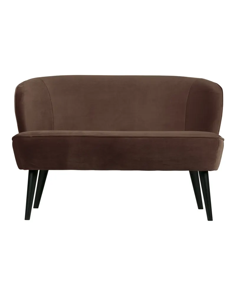 Sara kleines Sofa mit hohen Holzbeinen, Dunkelbraun, Samt, Ansicht 2