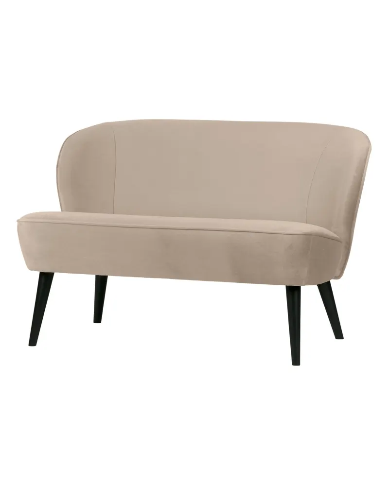 Sara kleines Sofa mit hohen Holzbeinen, Khaki, Samt, Ansicht 1