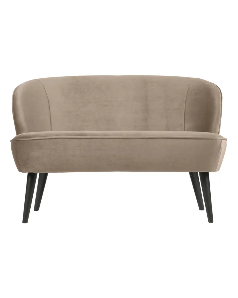 Sara kleines Sofa mit hohen Holzbeinen, Khaki, Samt, Ansicht 2