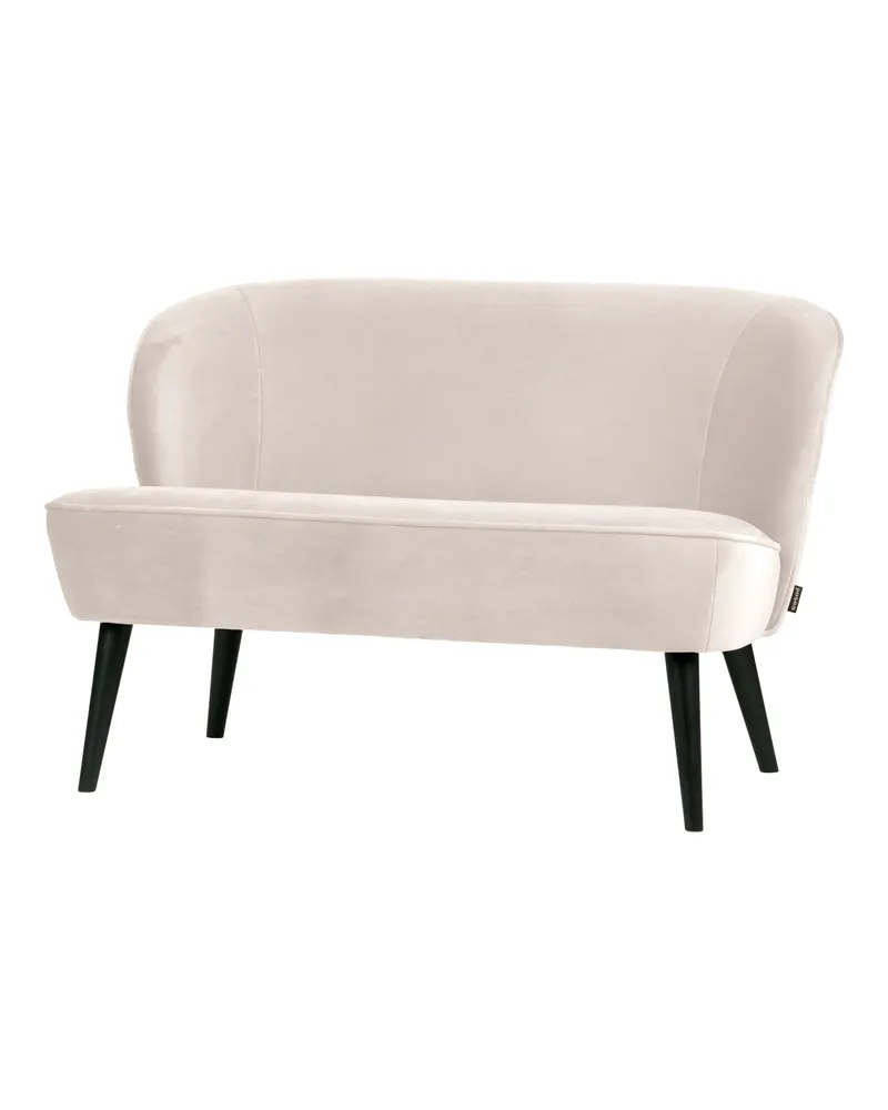 Sara kleines Sofa mit hohen Holzbeinen, Off white, Samt, Ansicht 1