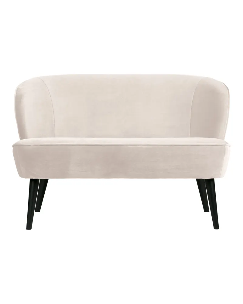 Sara kleines Sofa mit hohen Holzbeinen, Off white, Samt, Ansicht 2